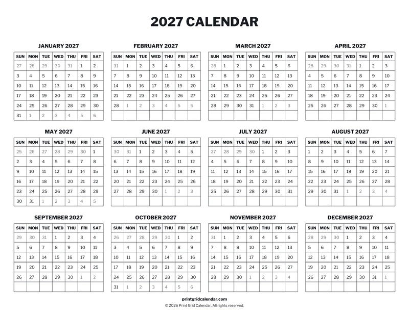 Landscape Architecture Notes.pdf 2027 Calendar | Free Printable PDF Downloads