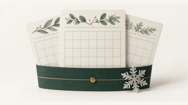 Q1 2027 Calendar — Undated monthly cards arranged for three-month planning.