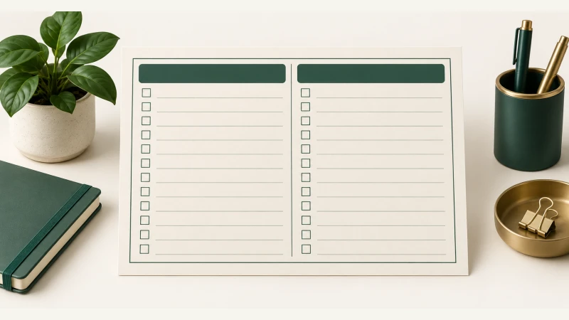 US Federal Holiday List 2027 — A blank two-column holiday reference sheet with a neat deep green checklist and two clearly separate date columns.